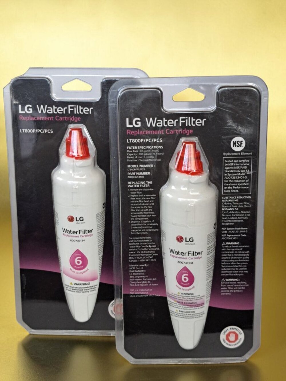 New, sealed product 2x LG Water Filter LT800P/PC/PCS Replacement Filter